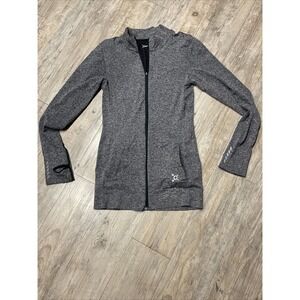 Orange Theory Heathered Gray Full Zip Thumb Holes Active Sweater Jacket Womens M